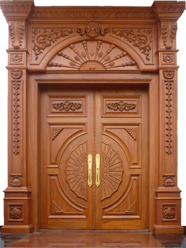 Hình ảnh: Mẫu cửa gỗ 2 cánh với hoa văn chạm khắc ấn tượng mang vẻ đẹp sang trọng