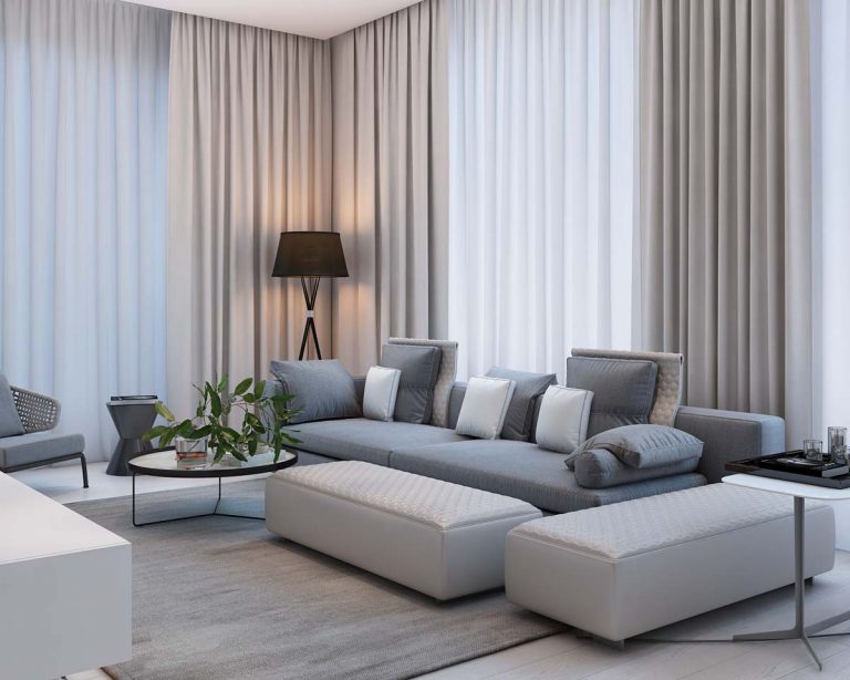 Thiết kế nội thất phòng khách hiện đại tối giản cho căn hộ chung cư
