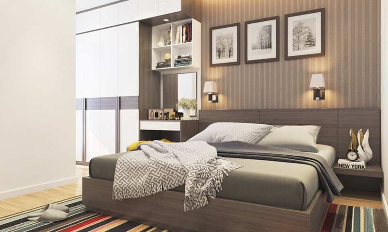Thiết kế nội thất phòng ngủ master căn hộ chung cư diện tích 70m2